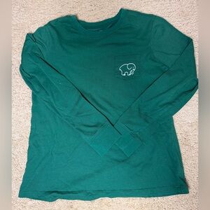 Ivory Ella Green Long Sleeve Tee with Elephant Pocket